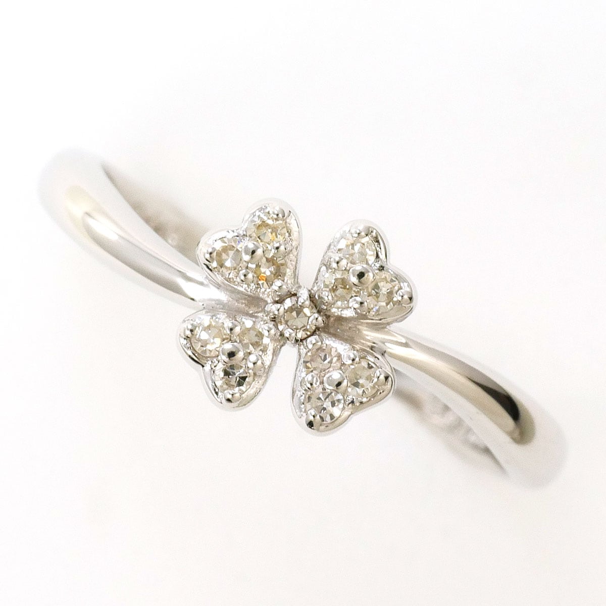 K14 14金 WG ホワイトゴールド リング・指輪 11.5号 ダイヤモンド 0.10 ct 総重量約1.6g 中古