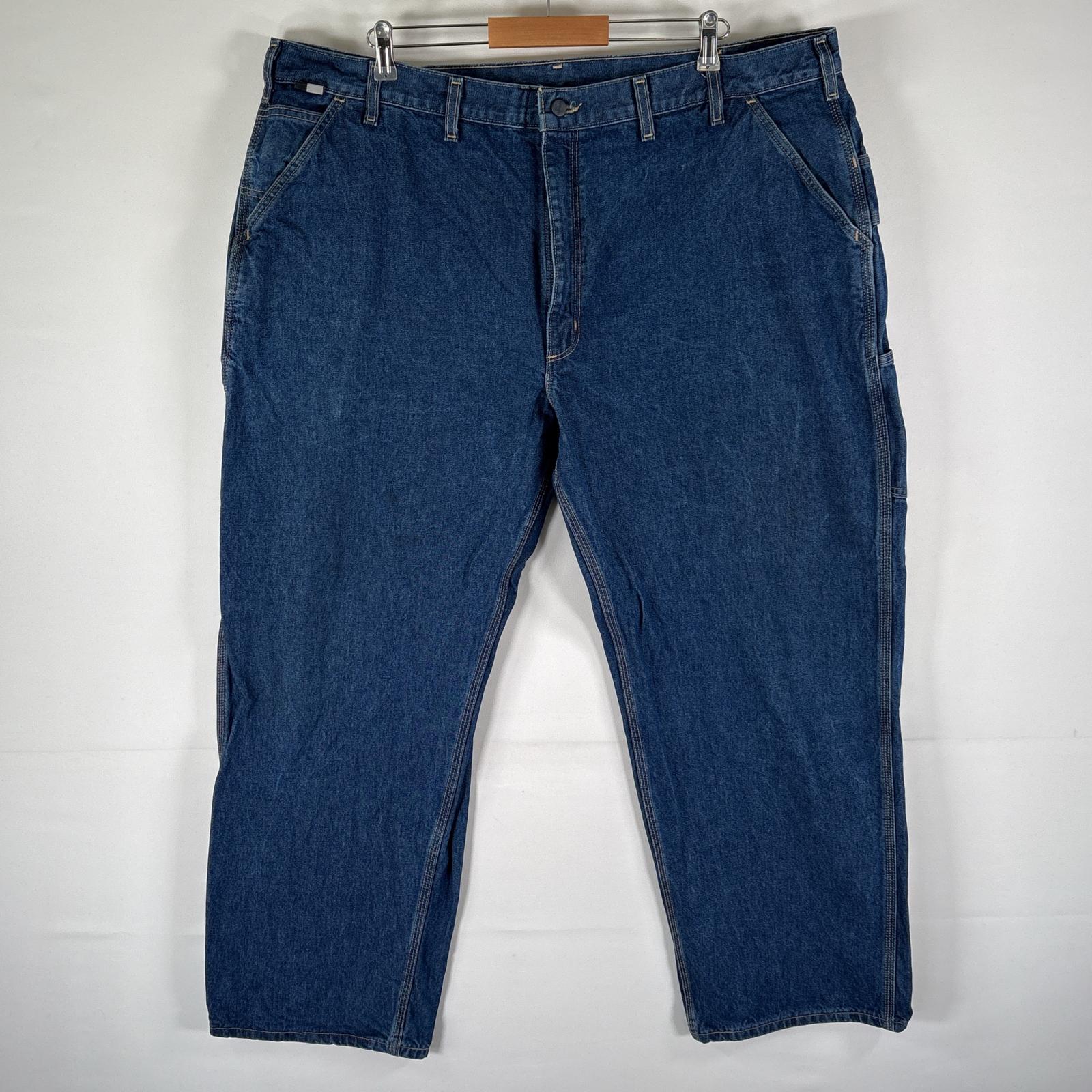古着 デニムパンツ ペインター ワーク FR ワンポイントロゴ ボタンフライ ジーパン w46 L32 ブルー メンズ