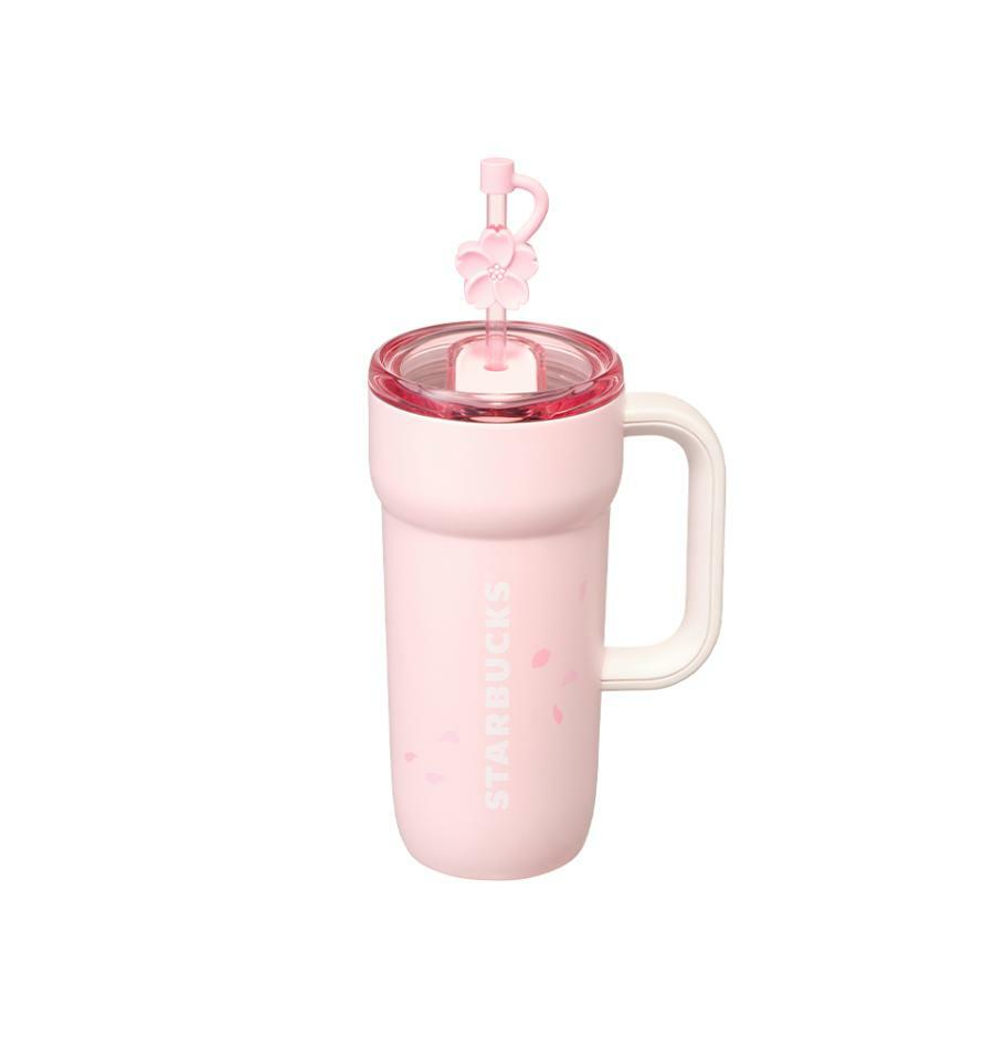 SS ブルーミング ダンテ タンブラー 591ml 韓国限定 スターバ グッズ ハンドル付 ストロー付 ベンティサイズ 二重構造 保温 保冷 パステルピンク