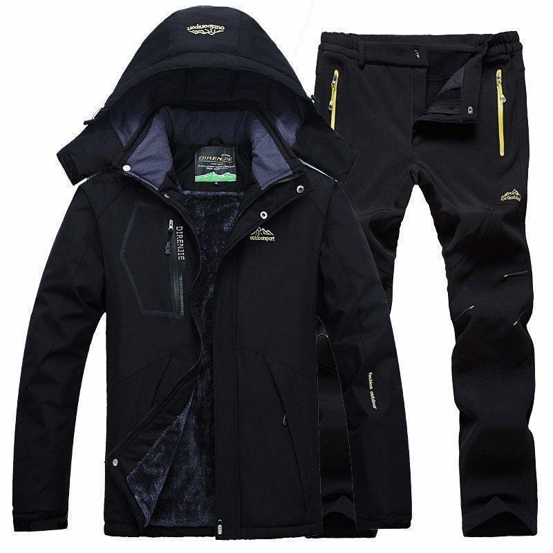 2025人気新作 2点セット スキーウェア メンズ 上下セット ウェア暖 フード付きマウンテン 厚手中綿防寒 アウト