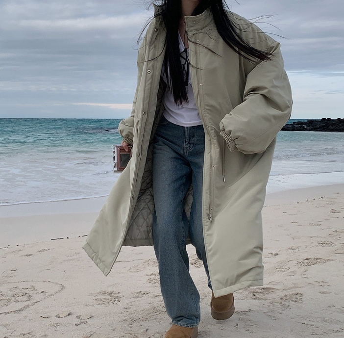 韓国風のシックな冬物レイジースタイルのワークウェアパーカーゆったりとした大きめのドローストリングスタンドカラーのコットンジャケット暖かいコットンロングコート384