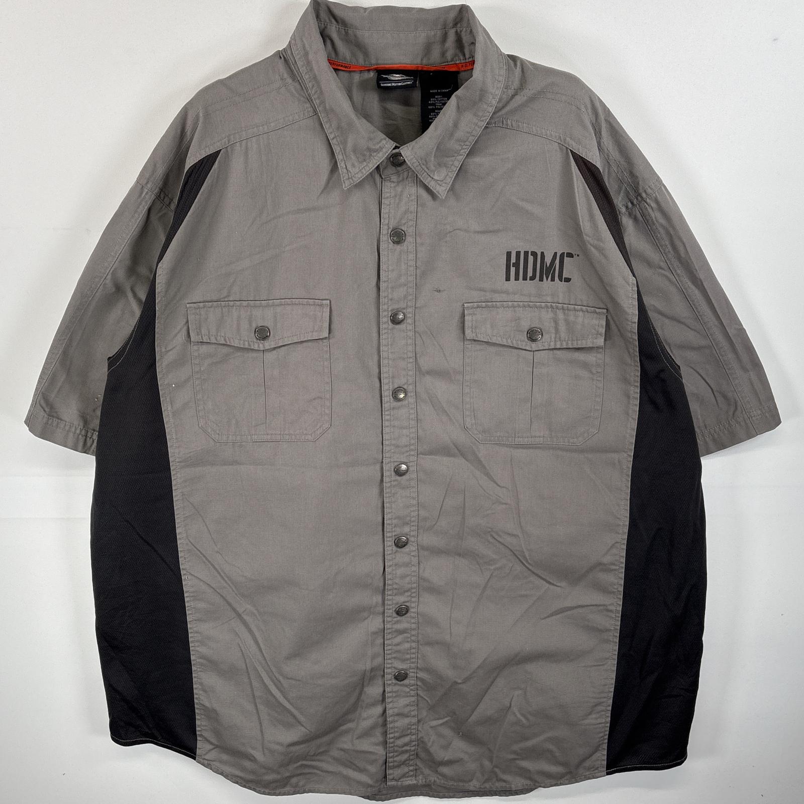 古着 半袖シャツ ボタンダウンシャツ バックプリント スナップボタン 4XL ブラック系 ツートン メンズ