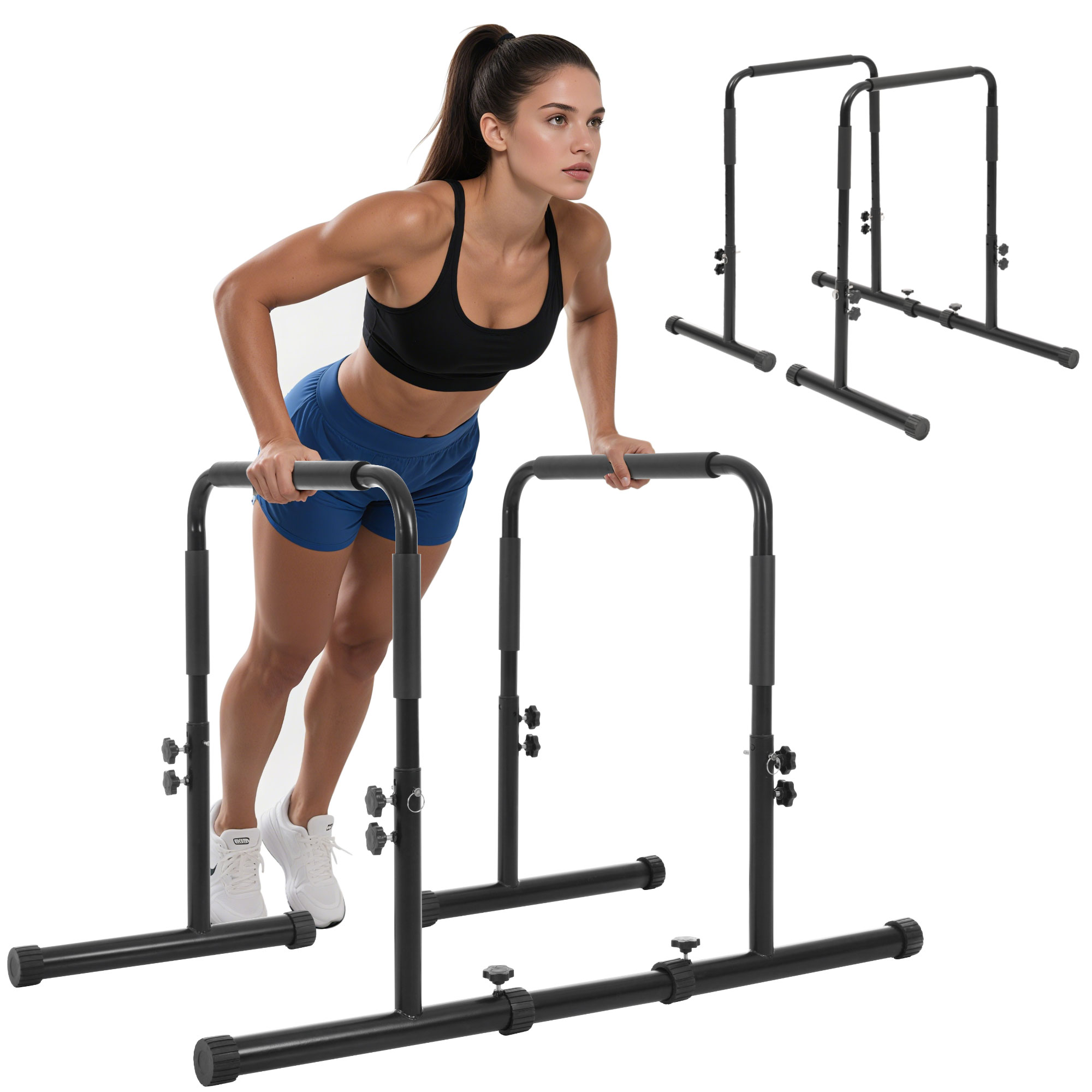 【2点購入で150OFF】【国内即発送】ディップススタンド 耐荷重200kg 4段階高さ調節 分離式 腕立て伏せバー 自重 筋トレ セーフティーコネクター付 腹筋 胸筋 腕 背中 筋肉強化 筋力 全身