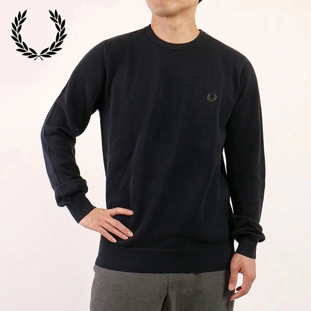 ピケステッチジャンパー [K1309-608] メンズ トップス セーター クルーネックニット NAVY 正規取扱店