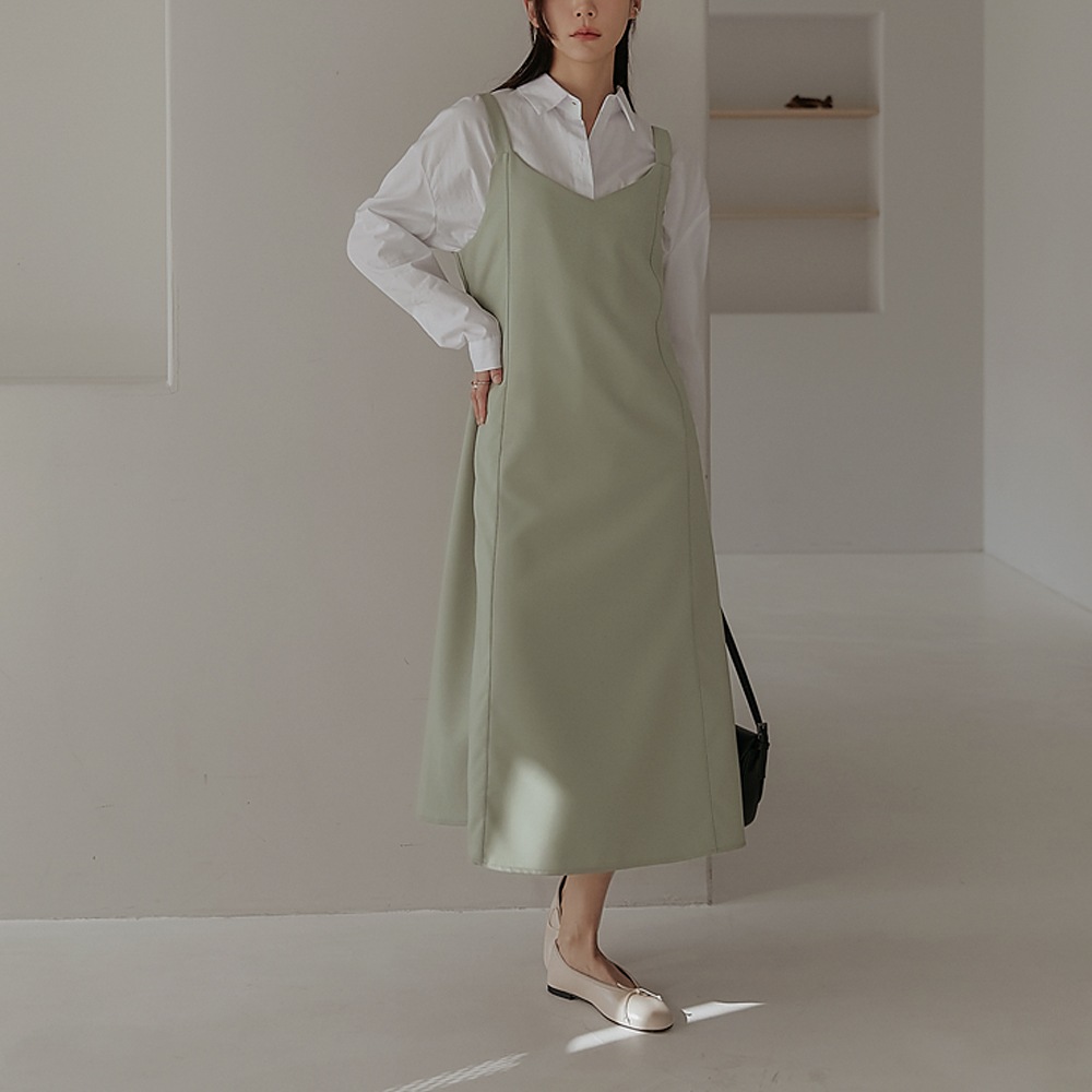 モレルラインステッチビスティエロングワンピース