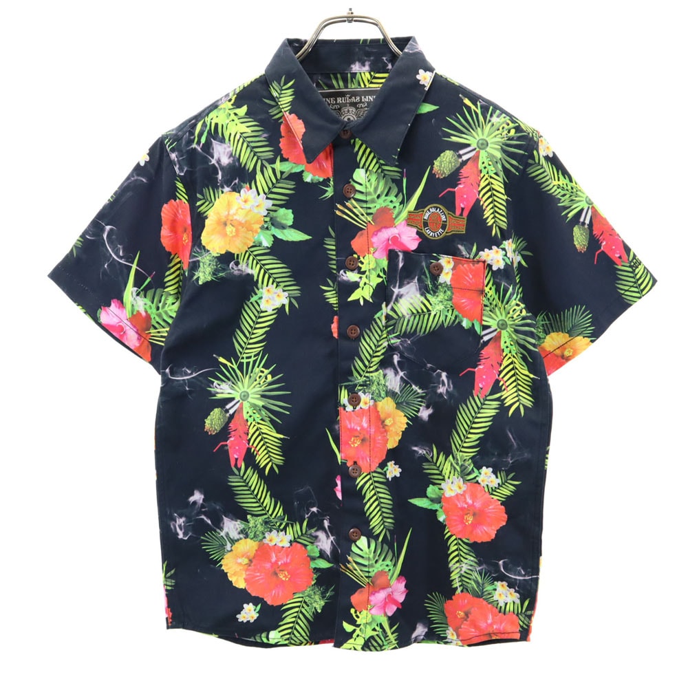 ラファイエット コラボ 花柄 半袖 シャツ M ブラック Lafayette メンズ