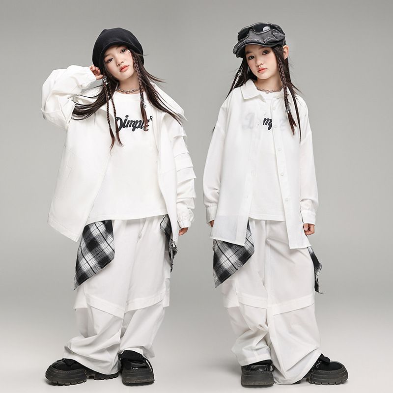 街のダンスの子供のファッション服の男女の子供のゆったりしたファッションのブランドは街のジャケットの子供のhiphopヒップホップのクールでかっこいい演出の服装を揚げます