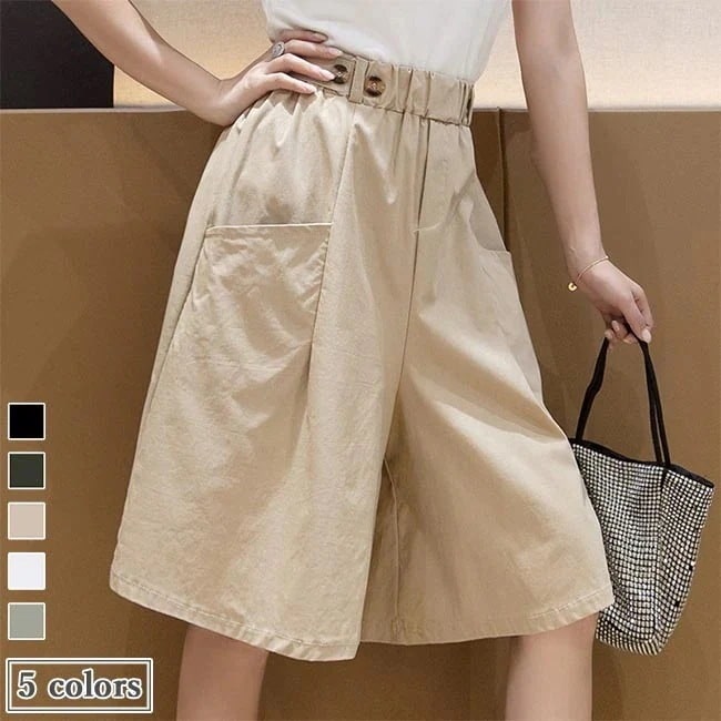 ハーフパンツ レディース ワイドパンツ 五分丈 ショートパンツ 夏 短パン ワイド裾 ゆったり ウエストゴム 5分丈ワイドパンツ サマーパンツ