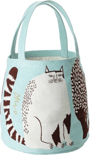 楠橋紋織 【moritaMiW】 MiW トートバッグ 公園の大きな樹のネコたち ライトブルー 【A-67835-90-LB】