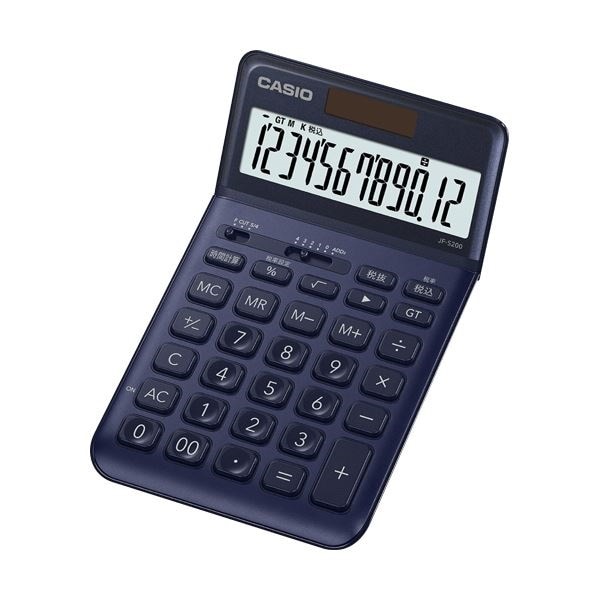 （まとめ）カシオ デザイン電卓 12桁ジャストタイプ ネイビー JF-S200-NY-N 1台2セット