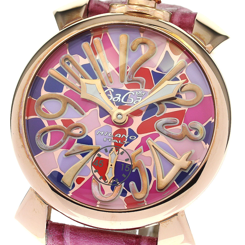 ガガミラノ GaGa MILANO 5010.MOSAICO.1S マヌアーレ48 モザイク 手巻き メンズ 保証書付き_782262【中古】