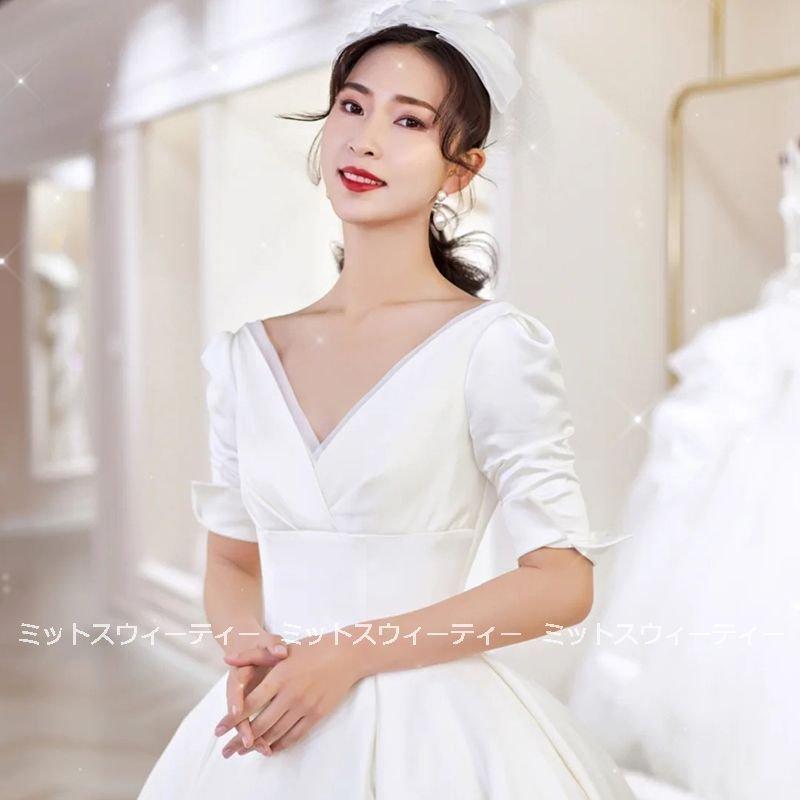 韓国ファッション披露宴 演奏会 ウェディングドレス ロングドレス 花嫁 白 海外挙式 イブニングドレス スタイリッシュ プリンセス パーティードレス ブライダル 結婚式 二次会