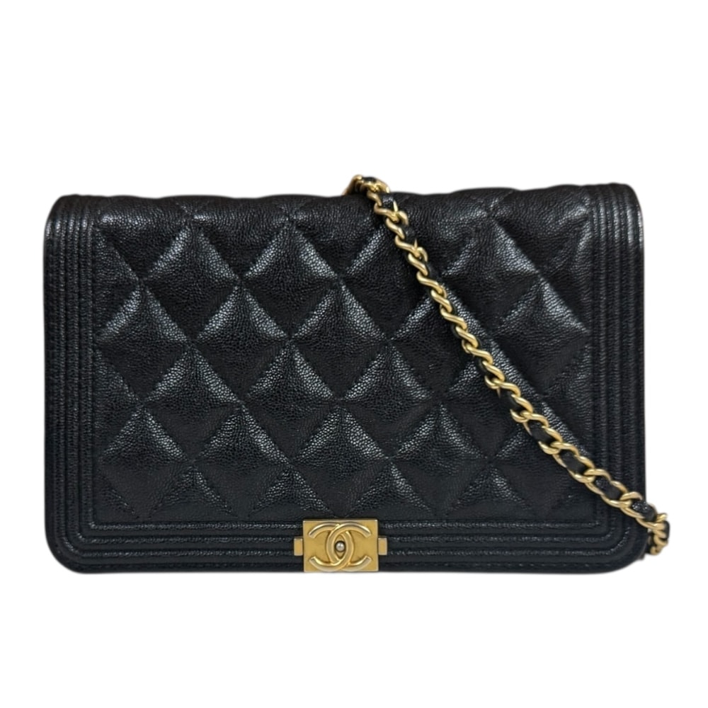 シャネル ボーイシャネル ショルダーバッグ キャビアスキン ブラック CHANEL 中古