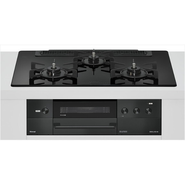RHS71W38M11RCBW-LP ナイトブラック DELICIA ビルトインガスコンロ(プロパンガス用・両側強火タイプ・3口・75cm)
