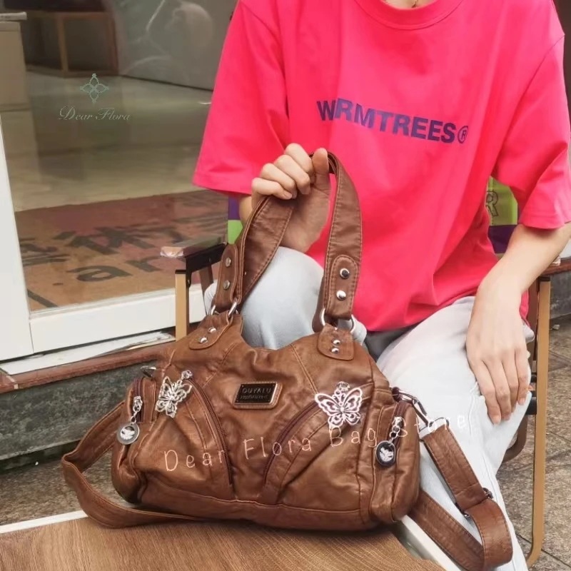 レディース用ヴィンテージモーターサイクルショルダーバッグ ゴシックスタイルハンドバッグ 大容量トートバッグ ファッショナブル y2k 5,107円