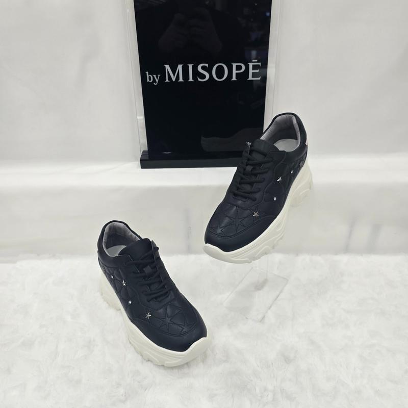 By 女性 星 ステッチ ポイント スニーカー 112HT330SH021 BLACK 1 JJ