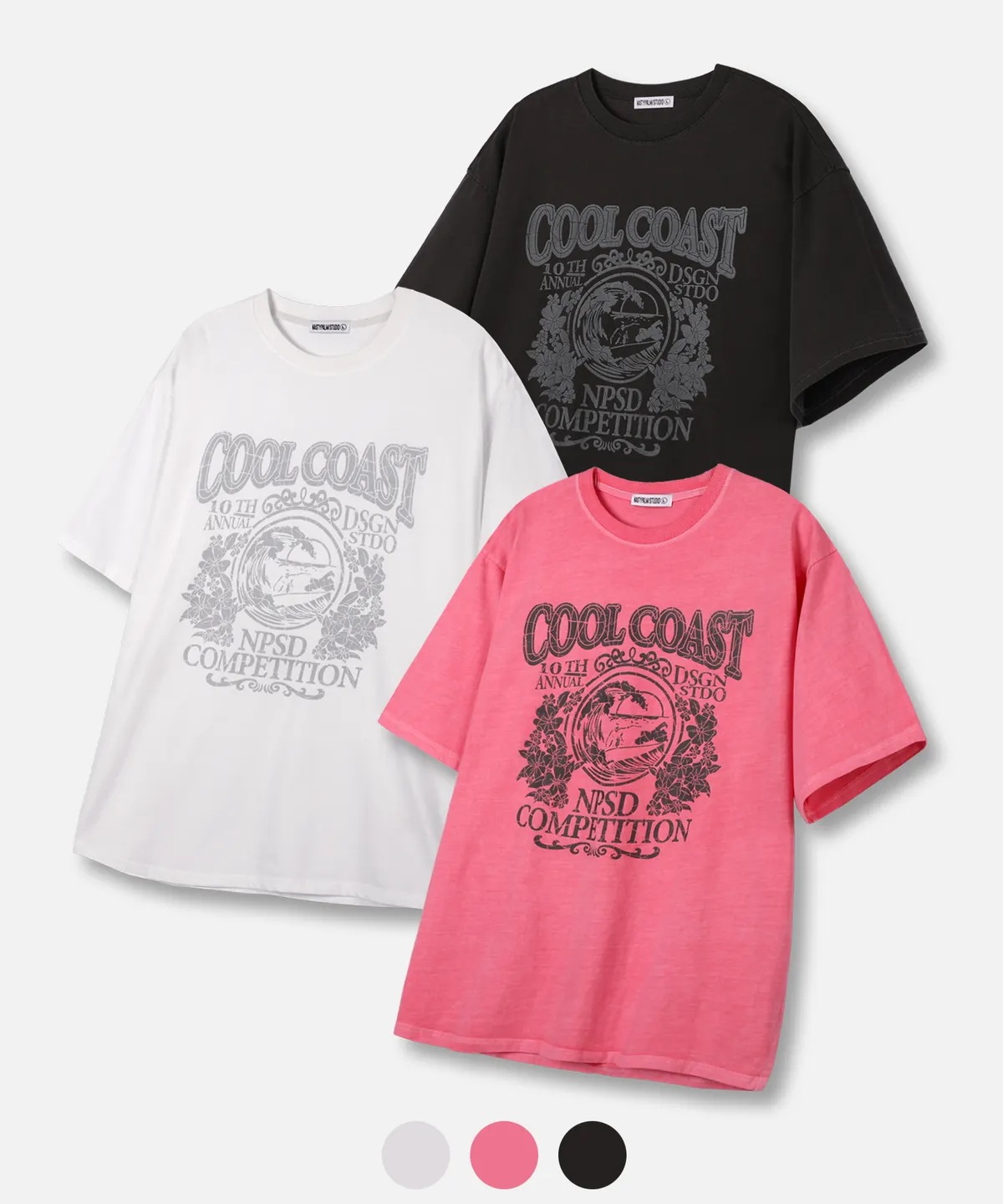 クールコスト ピグメント オーバーフィット 男女共用 カップル 半袖 Tシャツ 3Color 韓国の人気ファッションブランド