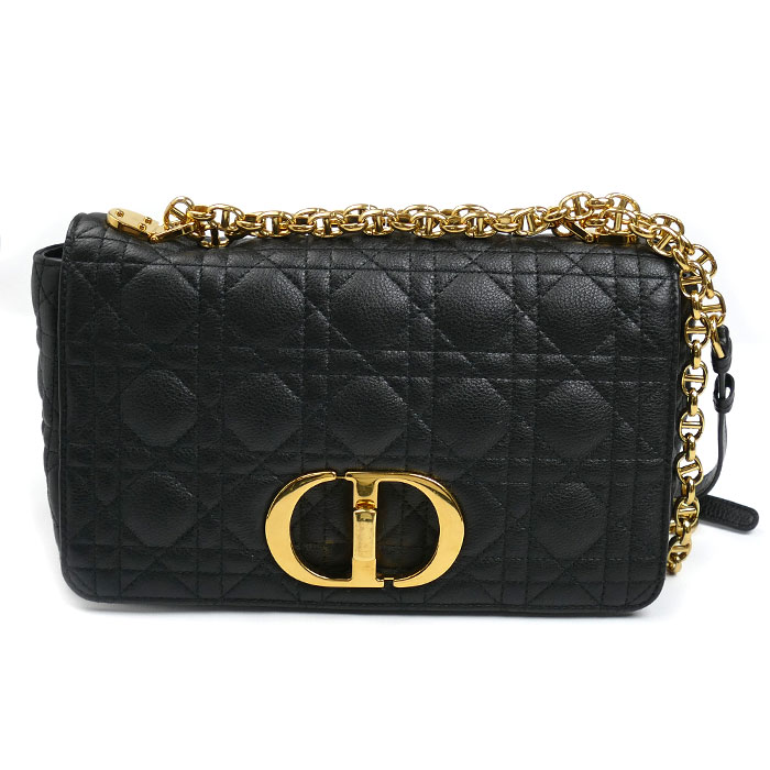 Dior ディオール カロ ミディアム カナージュ チェーン ショルダーバッグ ブラック M9242UWHC_M900 レディース 中古