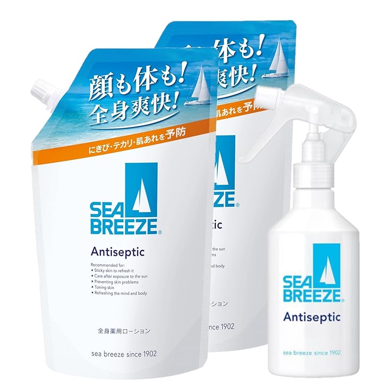Seabreeze 【まとめ買い】シーブリーズ SEA BREEZE 全身薬用ローション 詰替え 700ml×2+おまけ スキンケア 顔からだ すっきり爽快 肌荒れ予防 全身清潔 クール