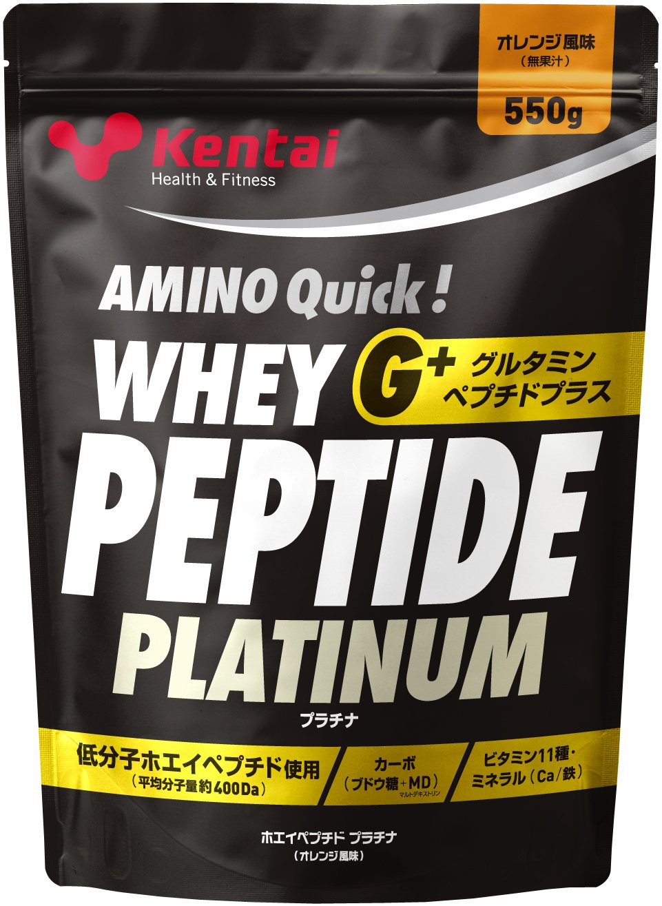Kentai(健康体力研究所) ホエイペプチド プラチナ グルタミンペプチドプラス オレンジ風味 550g
