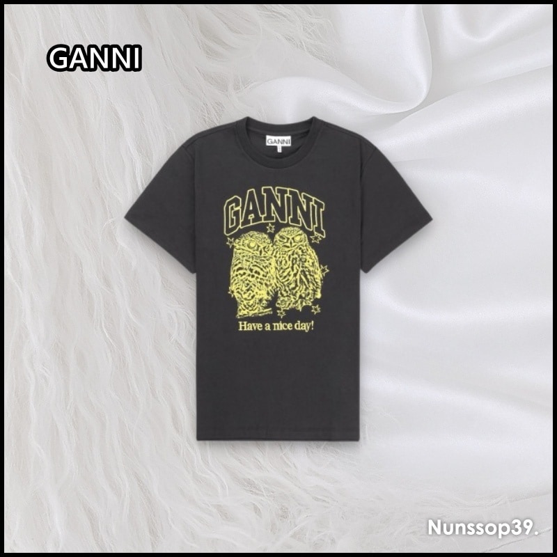 GANNI T4059 252 リラックスフィット 半袖 Tシャツ