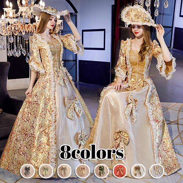 【激安開催！】貴族 ドレス ロングドレス 演奏会 大人 ピアノ 発表会 パーティードレス ハロウィン 上品 ファスナー 中世ヨーロッパ風 舞台 衣装ドレス コスチューム コスプレ 演劇 仮装パーティー