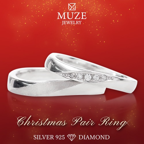 ダイヤモンド ペアリング ダイヤ 結婚指輪 MUZE JEWELRY マリッジリング 指輪 シルバー925プラチナ仕上げ カップル リング ペア プラチナ仕上げ SV925 プロポーズ サプライズ 24,820円