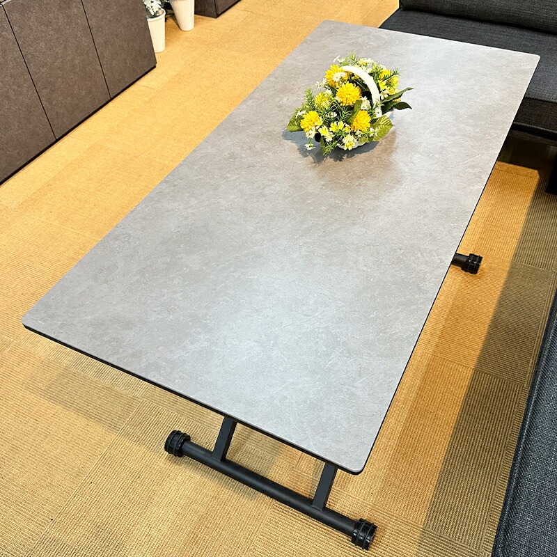 昇降式テーブル 120cm 大理石調グレー （Gravity-グラフィティ-）【 昇降テーブル 昇降 120 昇降式ダイニングテーブル リフティングテーブル テーブル 高さ調節 センターテーブル 伸縮