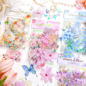 シール　ステッカー　花と蝶々シリーズ　40枚入　お手帳素材　コラージュ素材　海外文房具