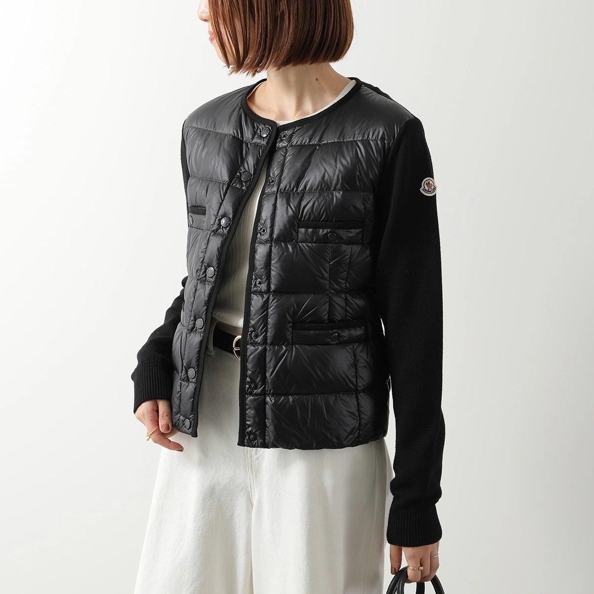 MONCLER モンクレール ダウンジャケット CARDIGAN TRICOT トリコ 9B00025 M1131 レディース ニット切替 カーディガン ナイロン×ウール カラー2色