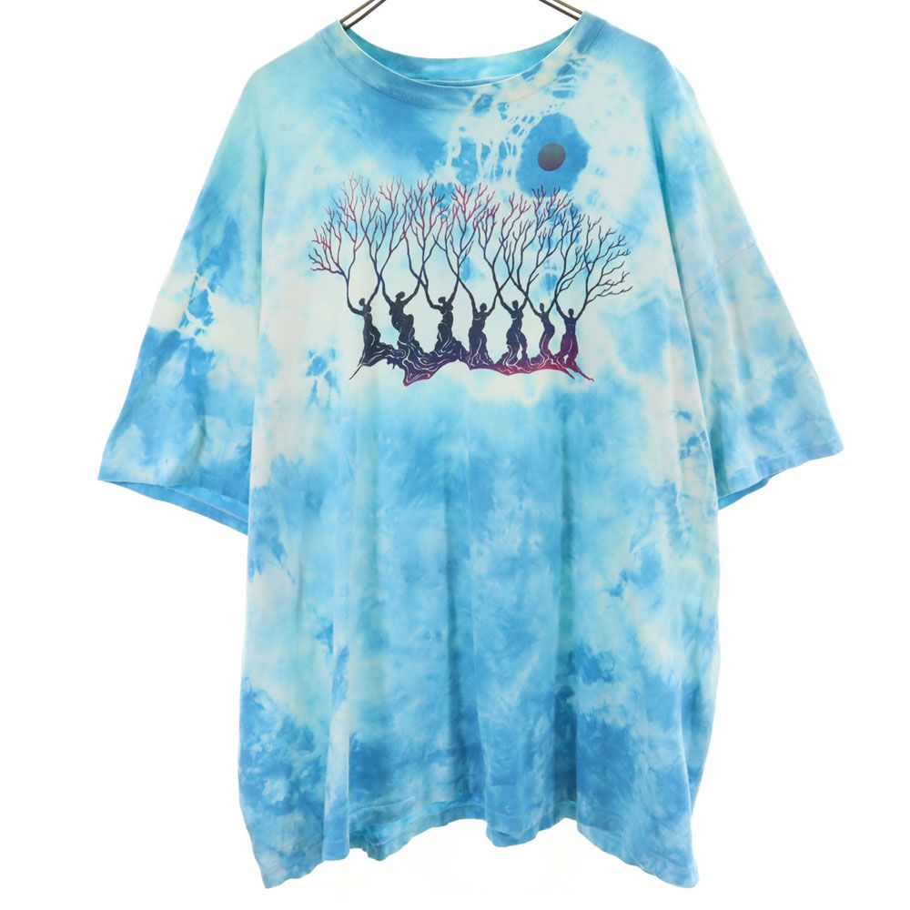 90s USA製 オールド タイダイ柄 半袖 Tシャツ XXXL 水色系 ビックサイズ メンズ