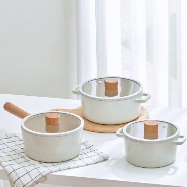 ルア IH インダクション 鍋 3点セット/両手16+片手18+両手20