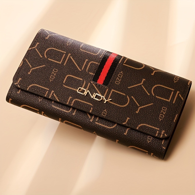 レトロファッション レディース ロングウォレット＆ユニセックス カップルスタイルクラシック文字プリントマルチカードスロット フリップカバー付き携帯電話収納可能シンプル大容量財布女性のオフィス