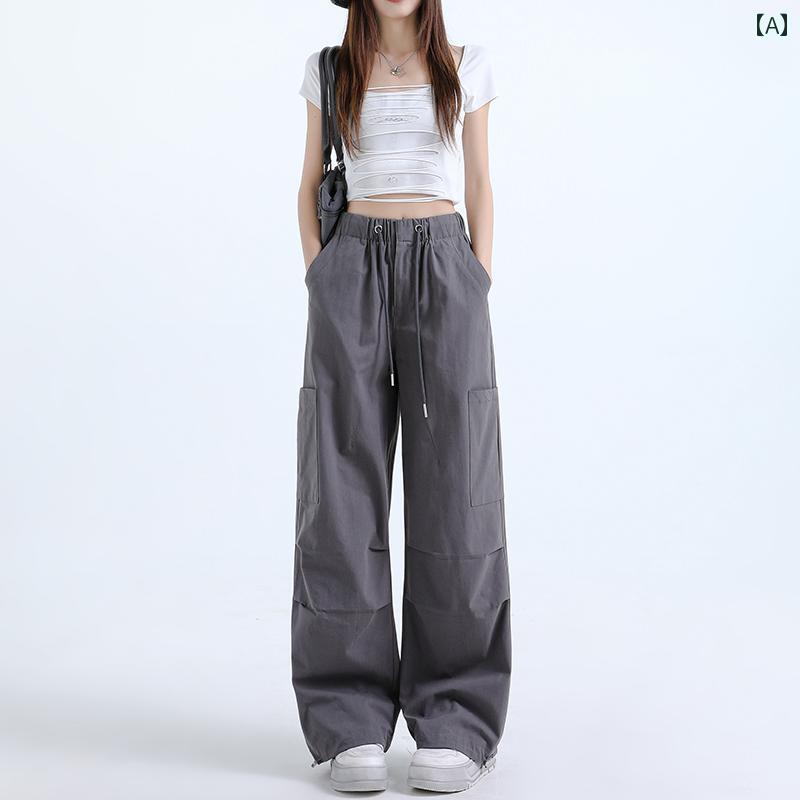 カーゴパンツ　メンズ　レディース ヤル アメリカン ツー ウェア ワイド レッグ オーバー オール レディース 2025 春夏 ハイウエスト カジュアル スポーツ パラシュートパンツ