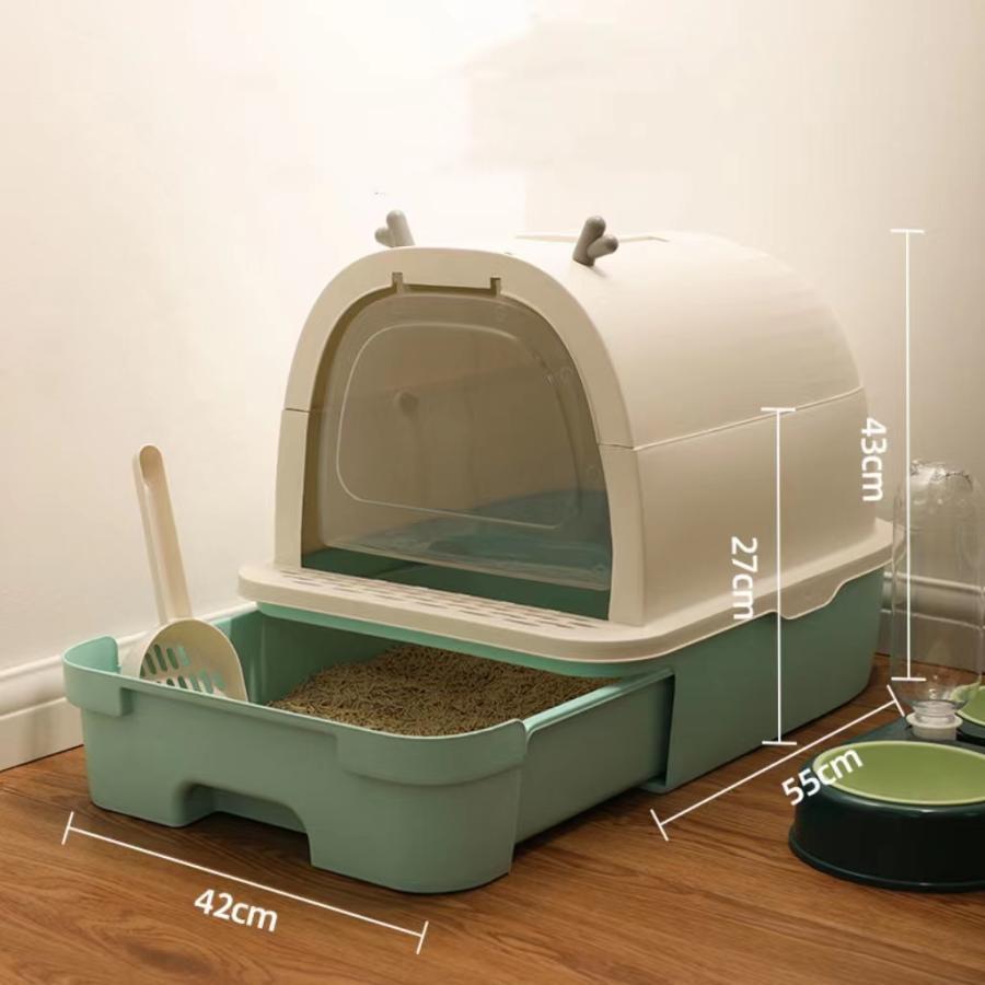 【即納】猫トイレ 大きめ 本体 猫 トイレ ネコトイレ 引き出し 飛び散り防止 ペットトイレ トイレ本体 ねこ 猫トイレ 大型 飛び散らない 可愛い 臭い防止 抗菌 脱臭