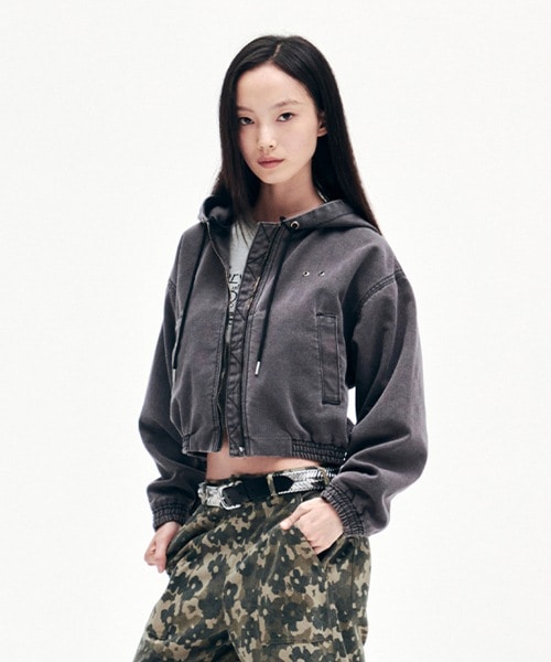 GLOWNY】 BONNIE CROP ZIP UP : CHARCOAL その他 アウター