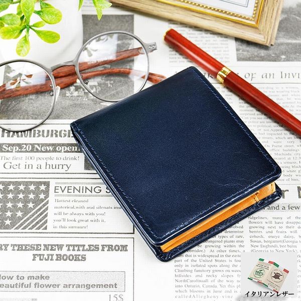 二つ折り財布 財布 ファッション小物 メンズファッション イタリアンレザー 札入れ 中マチ付 牛革 10,080円