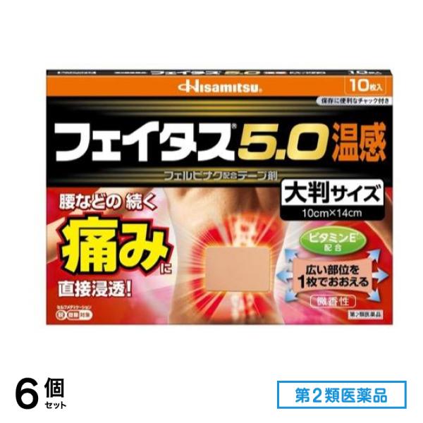 第２類医薬品 フェイタス5.0温感大判サイズ 10枚 6個セット