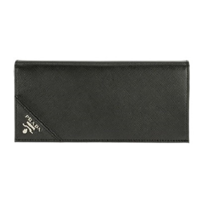 PRADA 2MV836-S/ME/NER プラダ 二折長財布 型押レザー ブラック/シルバー