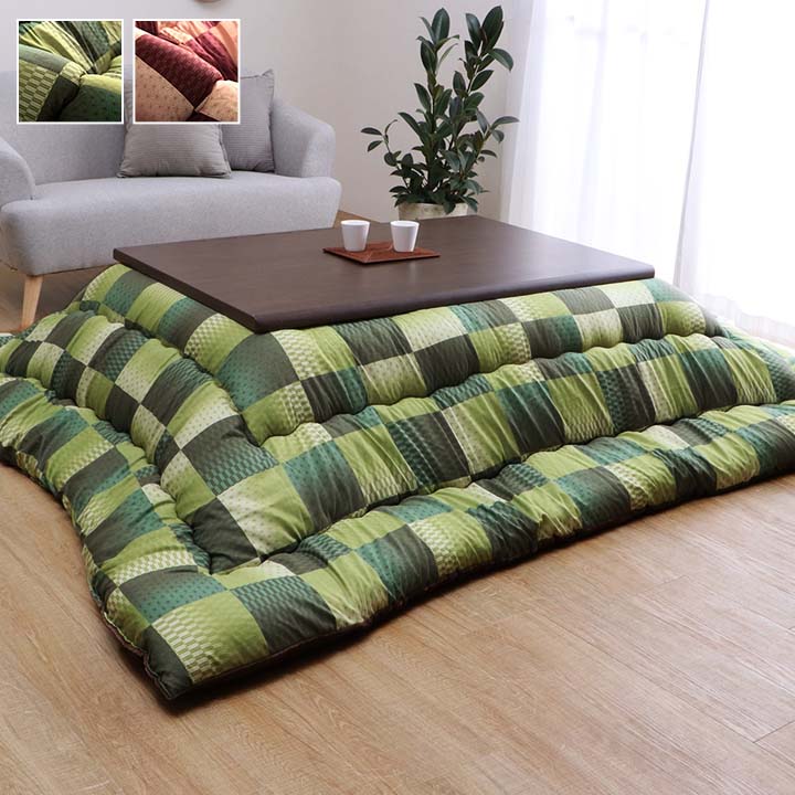 和柄 市松模様 こたつ掛け布団 単品 3サイズ 約205*205cm　約205*245cm 約205*285　正方形から長方形 日本製 ボリーム おしゃれ