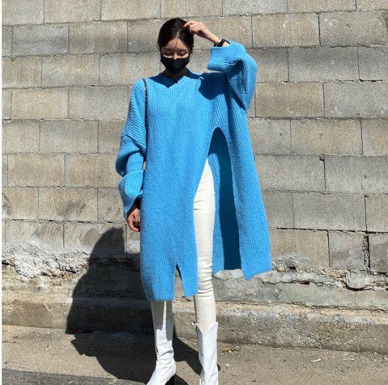 ニット 長袖ニット レディース ロングニット ハイネックニット ボリュームスリーブ サイドスリット 秋冬 新作 エレガント カジュアル オフィス 通勤 大きめ かわいい おしゃれ お出かけ デート デ