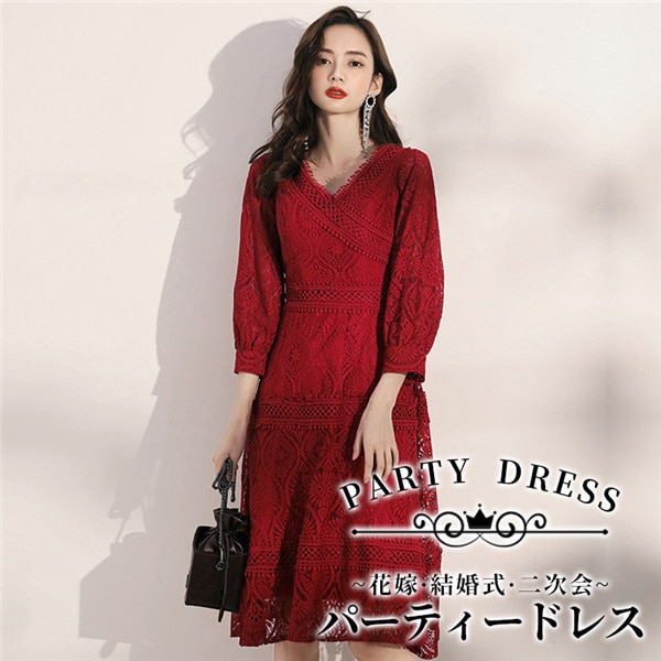 ドレス ショート丈 ひざ丈ドレス 演奏会 ピアノ 発表会 5分袖付き 袖あり スエード Aライン Vネック ファスナー フェミニン エレガント 大きいサイズ 大人 母親 結婚式 体型カバー 謝恩会 卒 