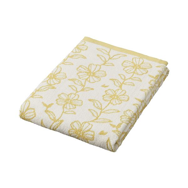 （まとめ） 林無撚糸グレースフラワー バスタオル ベージュ BL412328 1枚 [x5セット]