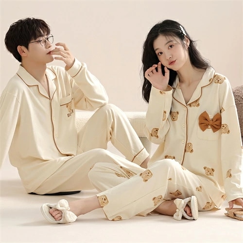ペアパジャマ 長袖 カップル ペア ルームウェア ペアパジャマ 秋冬 綿 結婚祝い プレゼント Vネット ペアパジャマ 大きいサイズ お祝い カップル ペア パジャマ ギフト 上下セット レディース