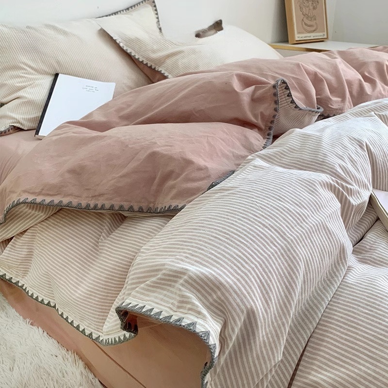 4水洗綿4枚セット全綿シーツ3枚セット純綿布団カバー純色シンプル高級感母子級