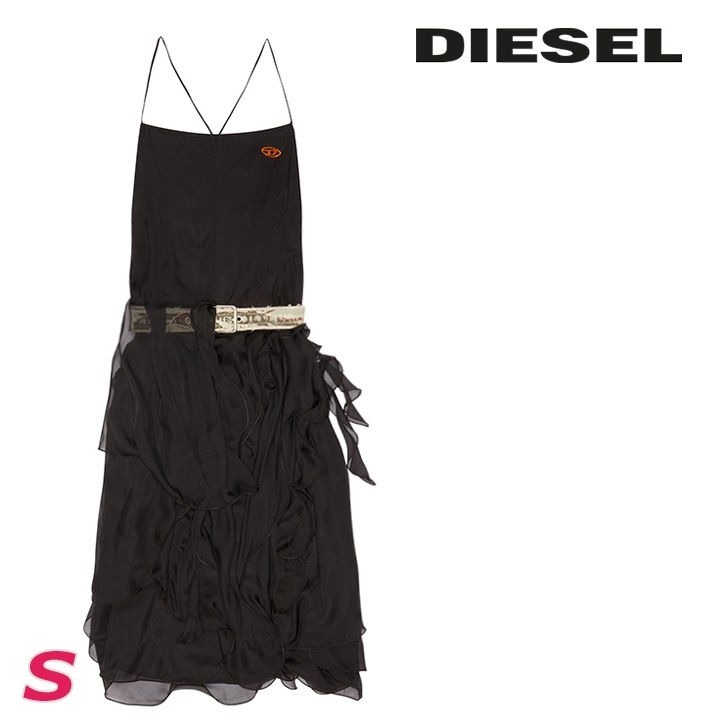 ノースリーブワンピース ドレス レディース D-CLAES ベルト付き シルク シフォンレイヤー die-l-t-f4-6hf