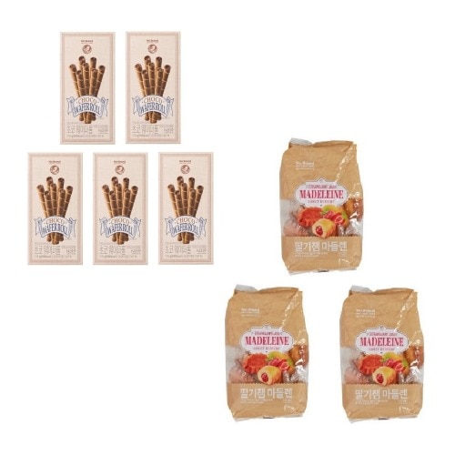 ノーブランドチョコウエハロール115g×5個+イチゴジャムマドレーヌ500g×3個学校事務所