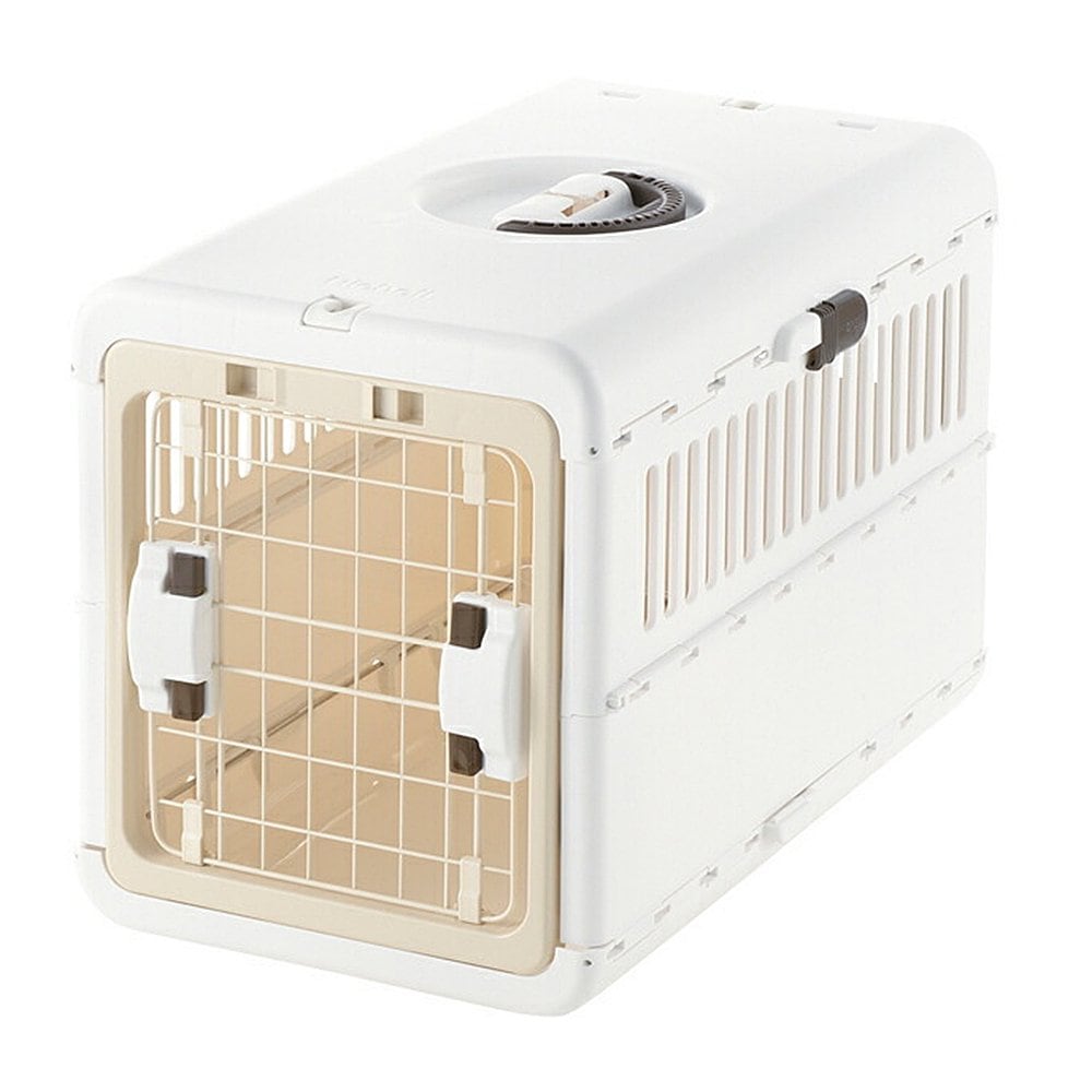 キャンピングキャリー　折りたたみ　Ｍ　アイボリー　犬　猫　キャリーケース　ペットキャリー　コンテナ　クレート　お出かけ　ＣＲＣ40―67―15―10―00