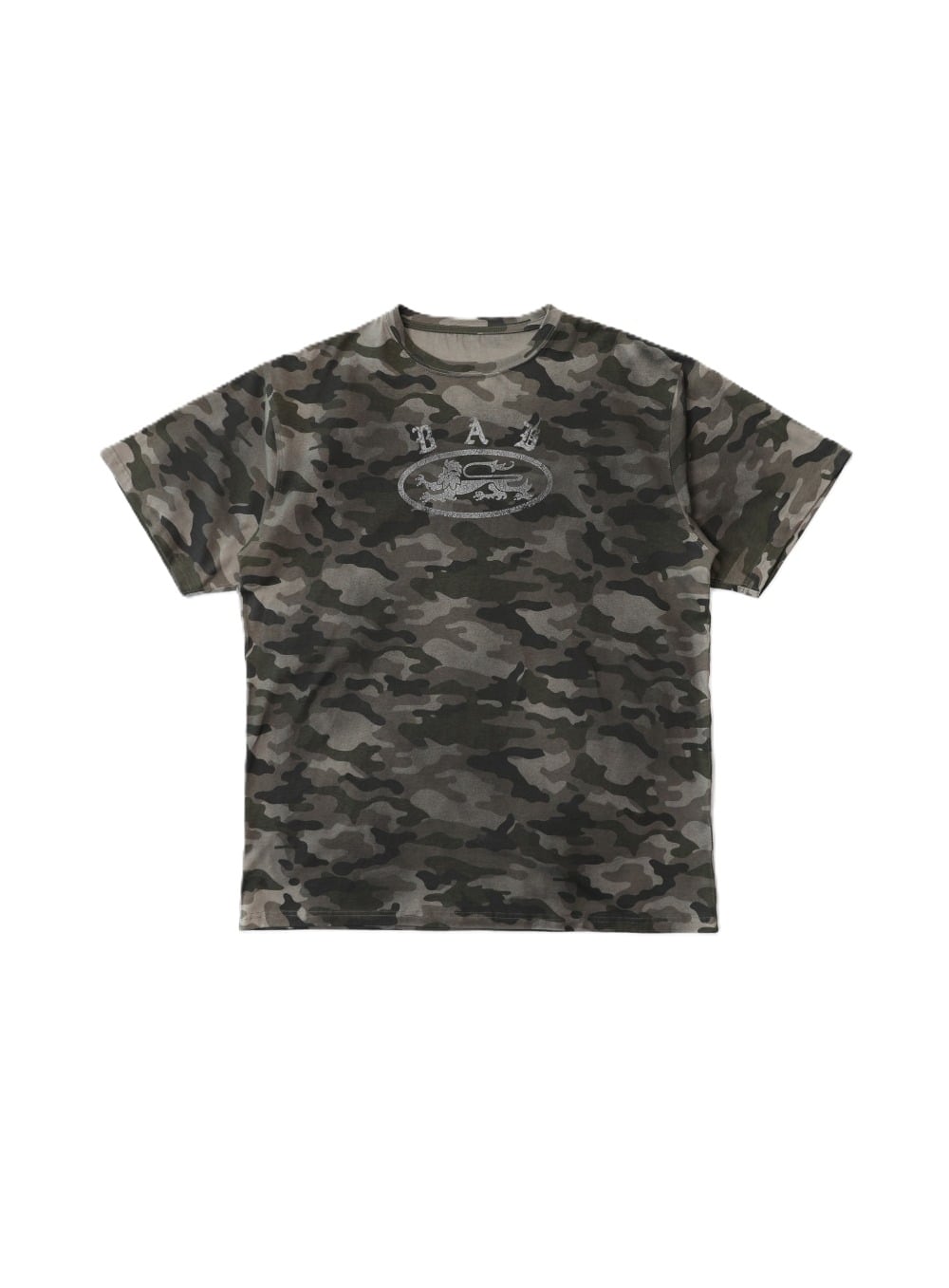 クラックプリントTシャツ - グリーンカモ