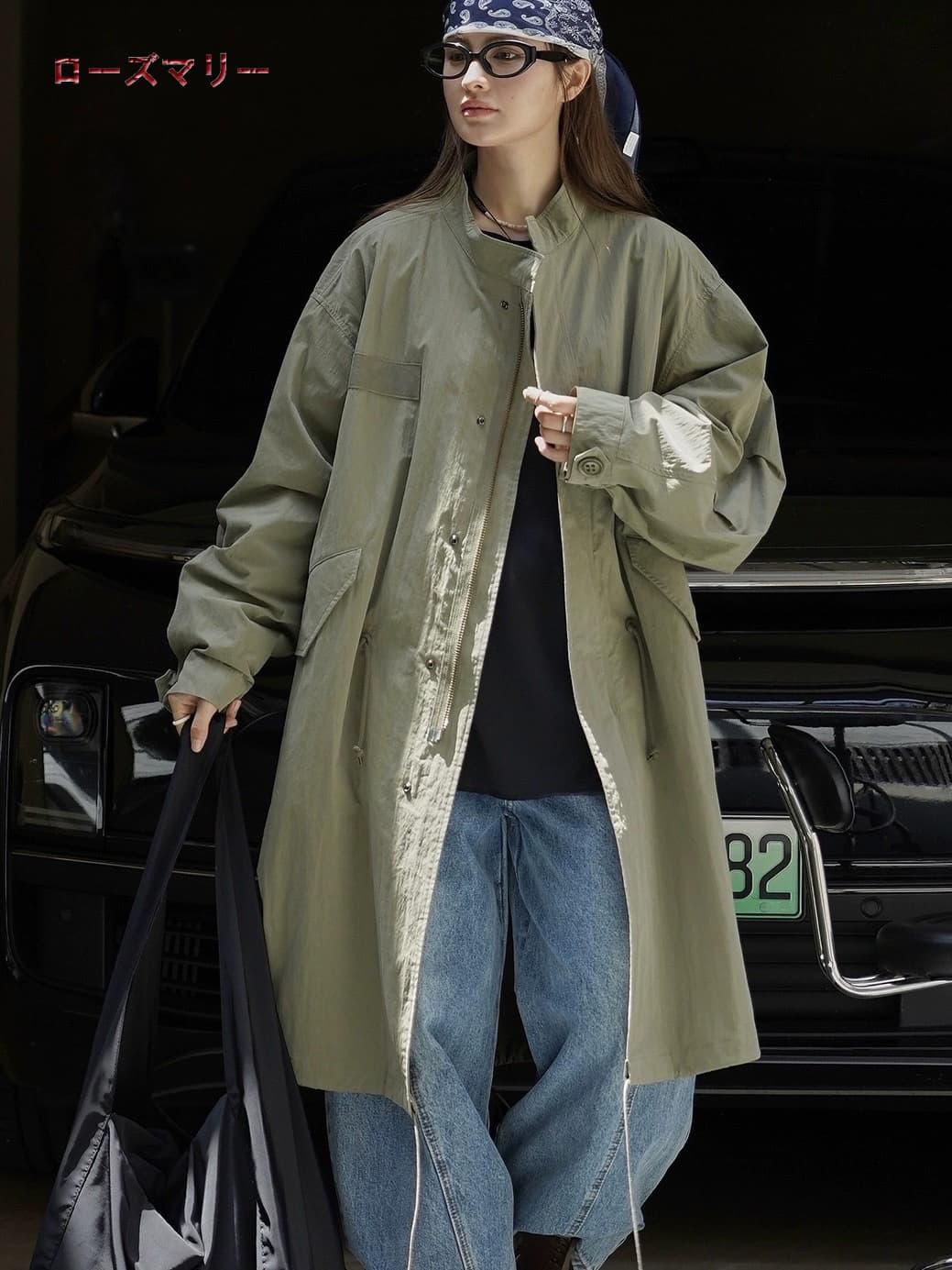 秋の新作 日本のコート 詰襟のトレンチコートのゆったり ロングコート 質感の高い服 大人気 2508007